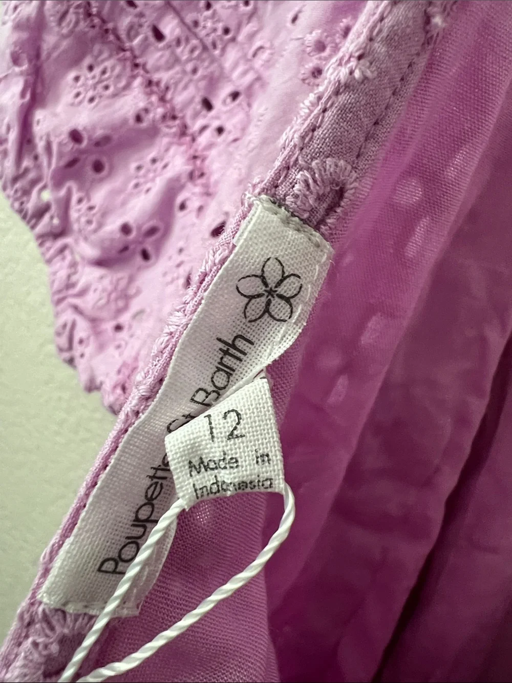 Poupette St. Barth Chantal Lilac Eyelet Mini Dress Size 12